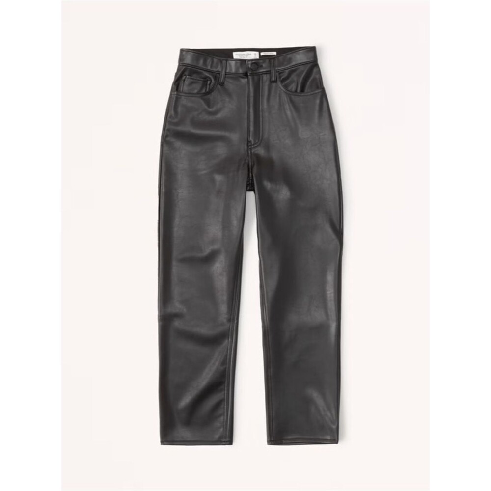 NEW Abercrombie Vegan Leather Ankle Straight Pants Size 35/20R